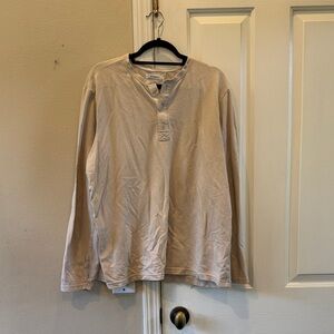Men's Beige Henley Shirt -XL
